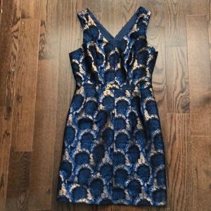 J. Crew Blue Peacock Jacquard Dress - size 6